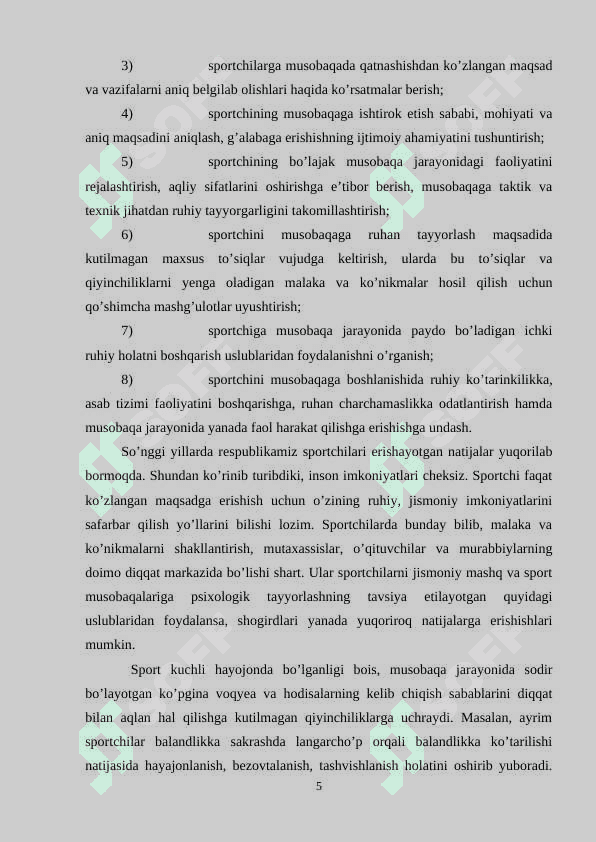 SPORTCHILARNING HARAKAT MALAKALARINI SHAKILLANTIRISHDA SPORT PSIXOLOGIYASINING AHAMIYATI 5