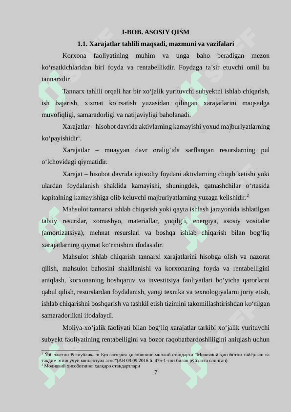 ISHLAB CHIQARISH XARAJATLARI VA MAHSULOTNING SIG'IMIYLIGI TAHLILI 7