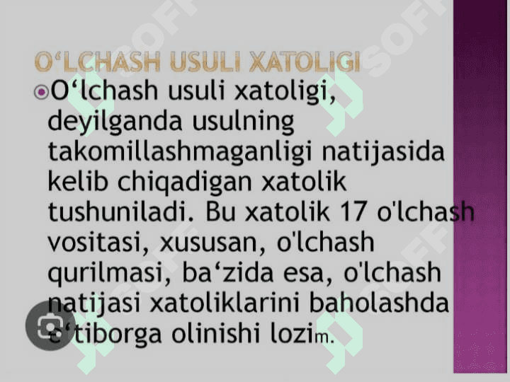 O`lchash hatoliklari va ularni bartaraf  qilish yo`llari 3