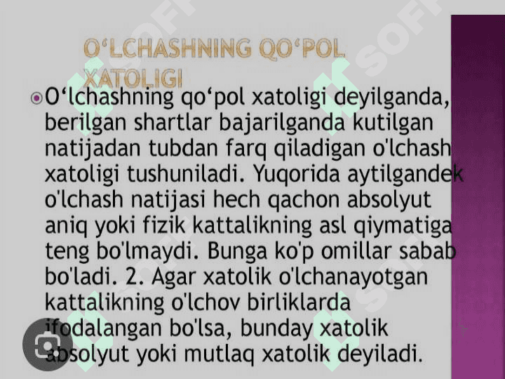 O`lchash hatoliklari va ularni bartaraf  qilish yo`llari 4