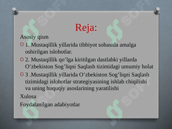Mustaqillik yillarida sog'liqni saqlash sohasidagi islohotlar 2