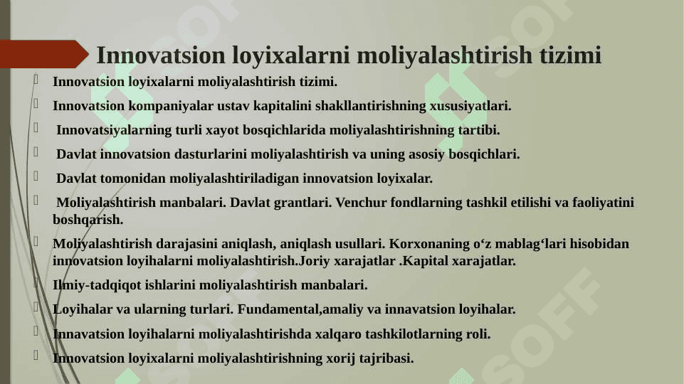 Innovatsiya faoliyatini moliyalashtirish 2