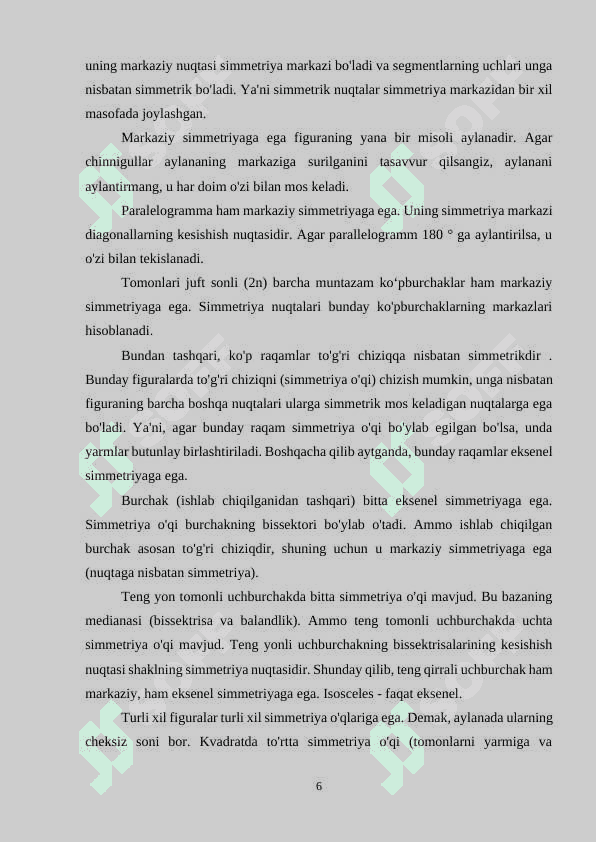 Boshlangich sinflarda simmetriya tushunchasini orgatish 6