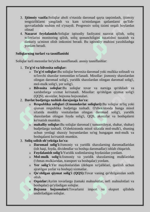 Soliqlar ularning vazifalari va turlari 3