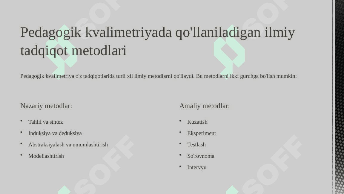 Pedagogik kvalimetriya fanining ilmiy tadqiqot metodlari 7
