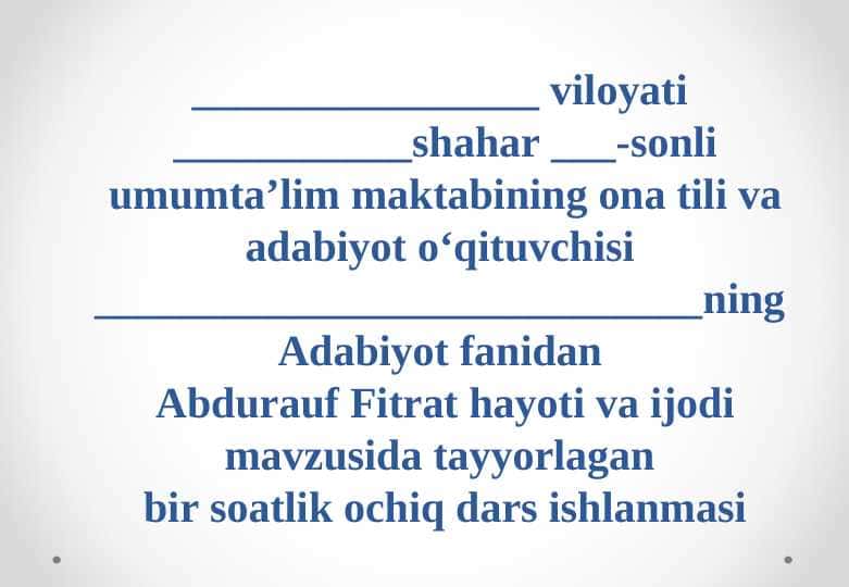 Adabiyot fanidan ochiq dars