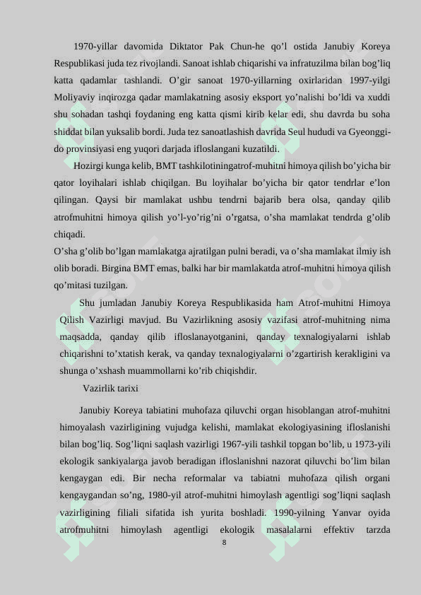 Koreya Respublikasida ekologik muammolar va ularni bartaraf etishning iqtisodiy yo’llari 8
