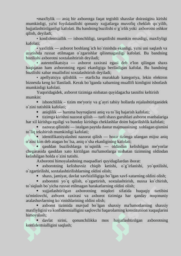 AXBOROT TIZIMLARIDA AXBOROTLARNI XIMOYALASH USULLARI 5
