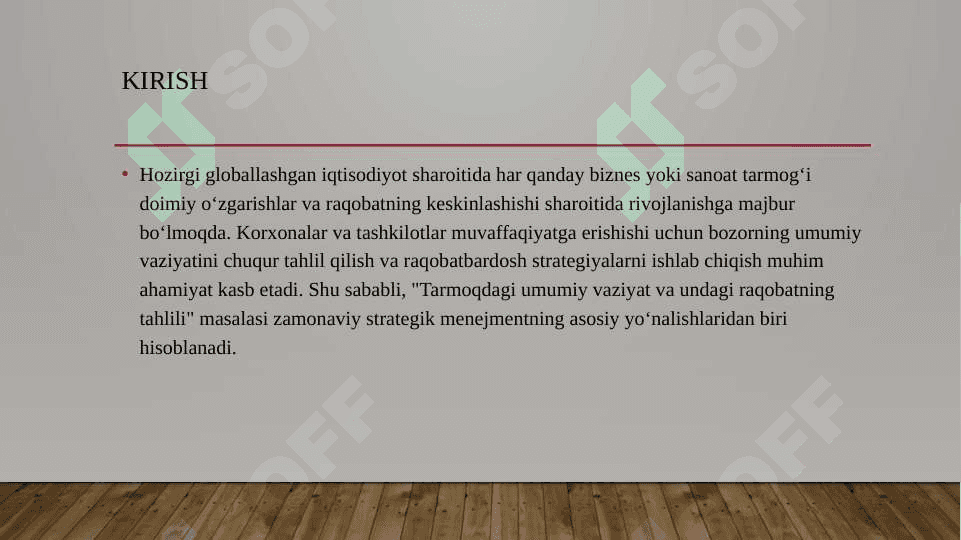 Tarmoqdagi umumiy vaziyat va undagi raqabotning umumiy tahlili 3