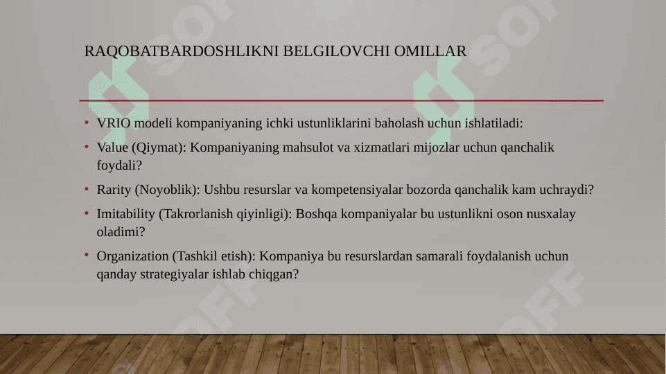 Tarmoqdagi umumiy vaziyat va undagi raqabotning umumiy tahlili 8