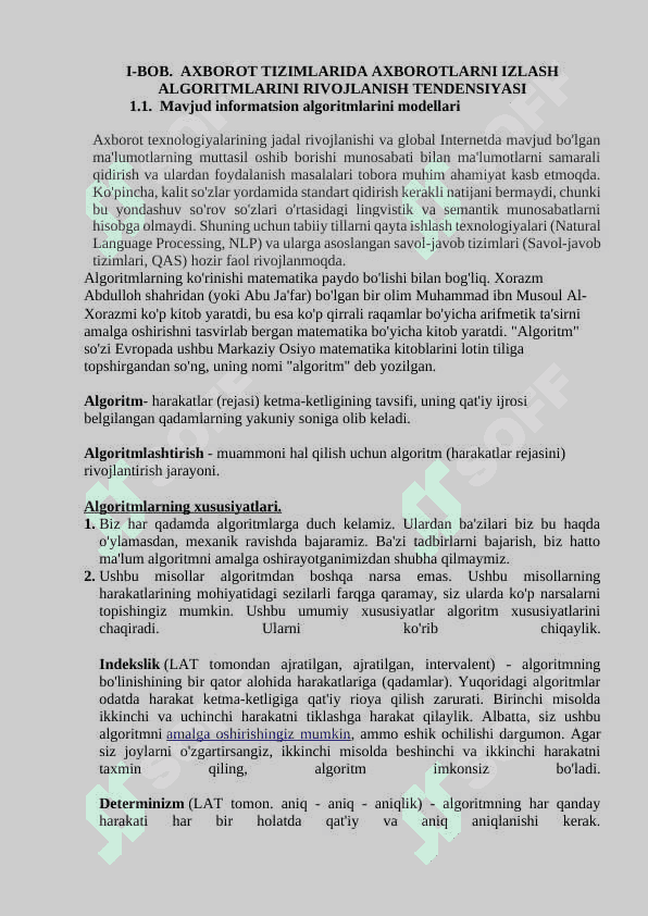 ELEKTRON KUTUBXONA AXBOROT TIZIMLARIDA SO`ROV MATNIGA MUVOFIQ AXBOROTLARNI IZLASH ALGORITMLARI 4