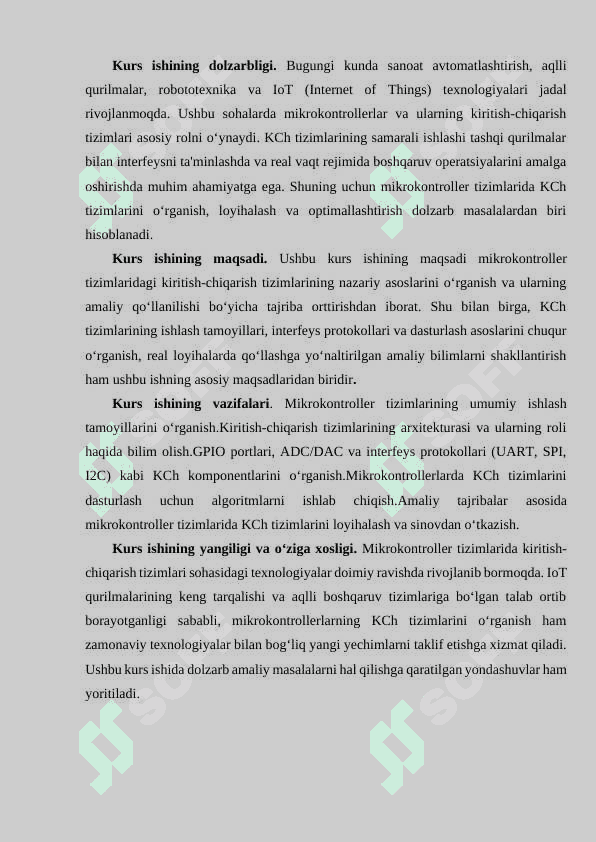 Mikrokontroller tizimlarida kiritish-chiqarish tizimi 3