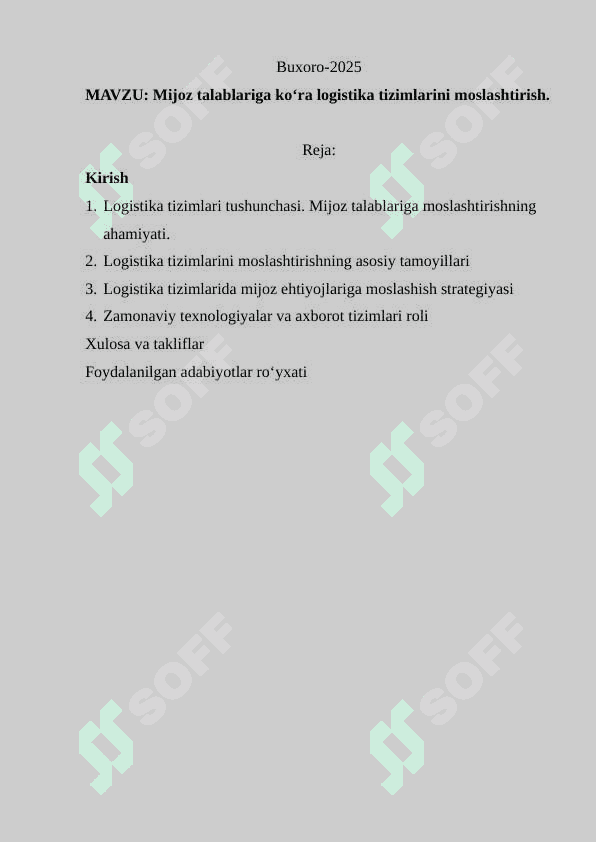 Mijoz talablariga ko‘ra logistika tizimlarini moslashtirish 2