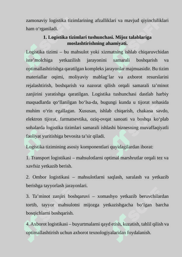 Mijoz talablariga ko‘ra logistika tizimlarini moslashtirish 4