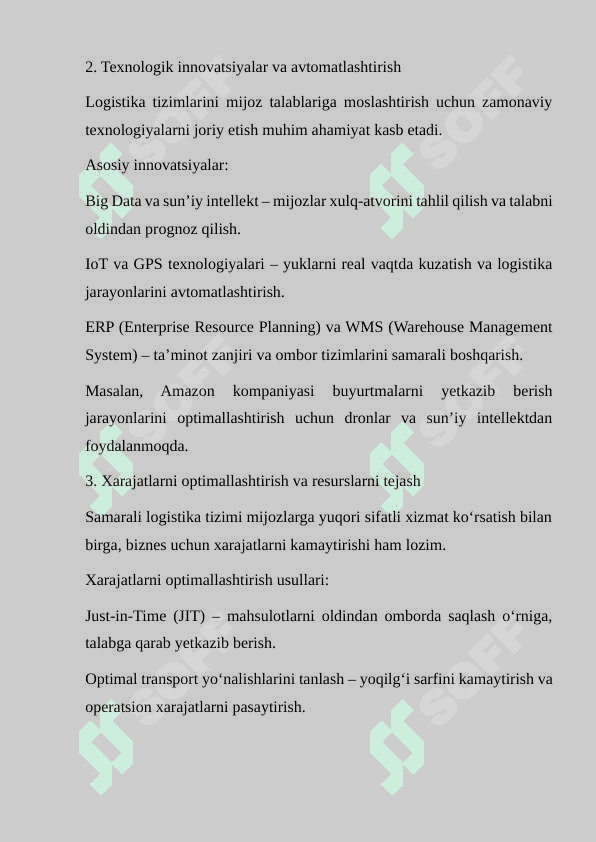 Mijoz talablariga ko‘ra logistika tizimlarini moslashtirish 8