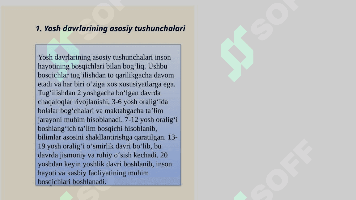 Yosh  davrlarining tabaqalanish   nazariyalari 3
