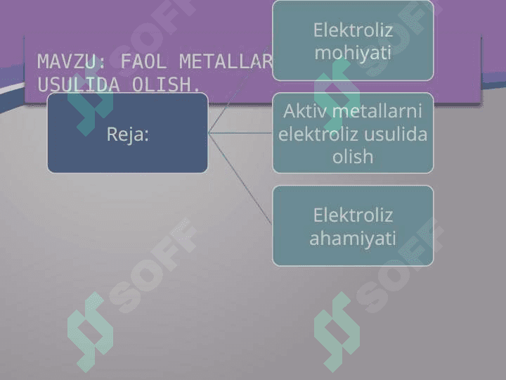 Elektroliz usuli bilan faol metallarni olish 2