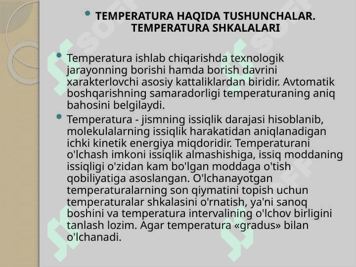 Arxitektura-qurilish sohasida temperaturani o’lchash vositalarining o’rni 4