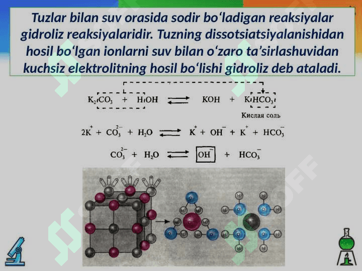 Kuchli asos va kuchsiz kislotadan hosil bolgan tuzlar gidrolizi 4