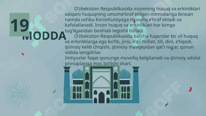 Yangilangan Konstitutsiyasida inson va fuqaro huquq va erkinliklari hamda burchlarining konstitusiyaviy asoslari. 3