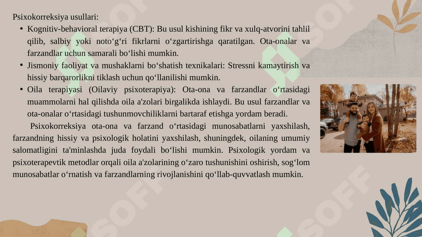 Ota-ona  va farzand  orasidagi munosabatlar  psixokorreksiyasi 4
