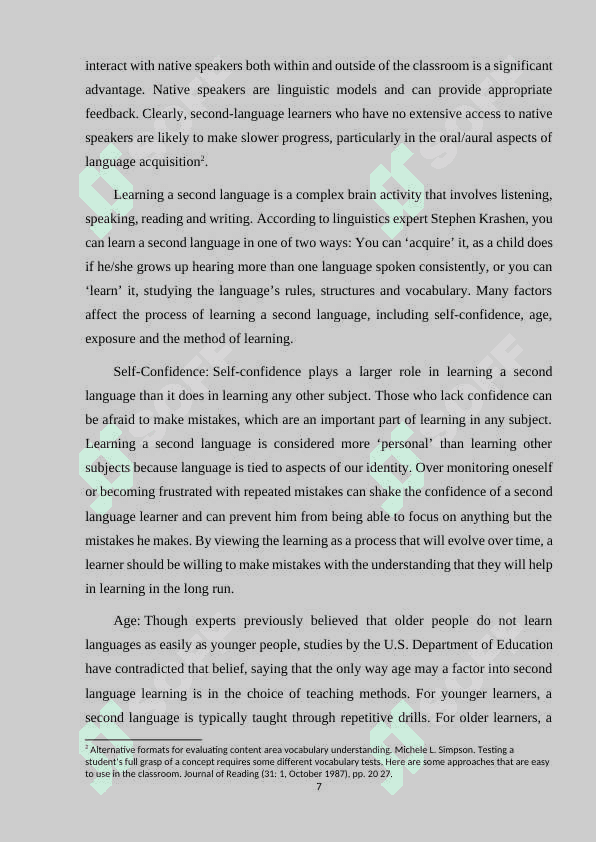 FACTORS INFLUENCING VOCABULARY LEARNING EFFICIENCY OF LANGUAGE LEARNERS 7
