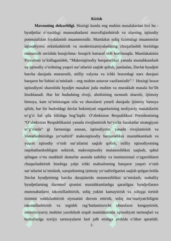 Oʻzbekiston Respublikasi byudjet tizimida mahalliy byudjetlarning oʻrni va ahamiyati 2