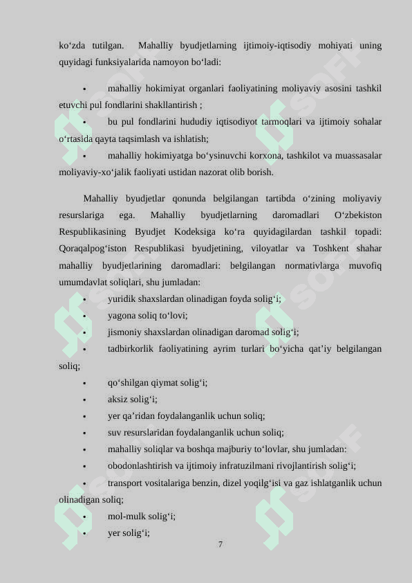 Oʻzbekiston Respublikasi byudjet tizimida mahalliy byudjetlarning oʻrni va ahamiyati 7