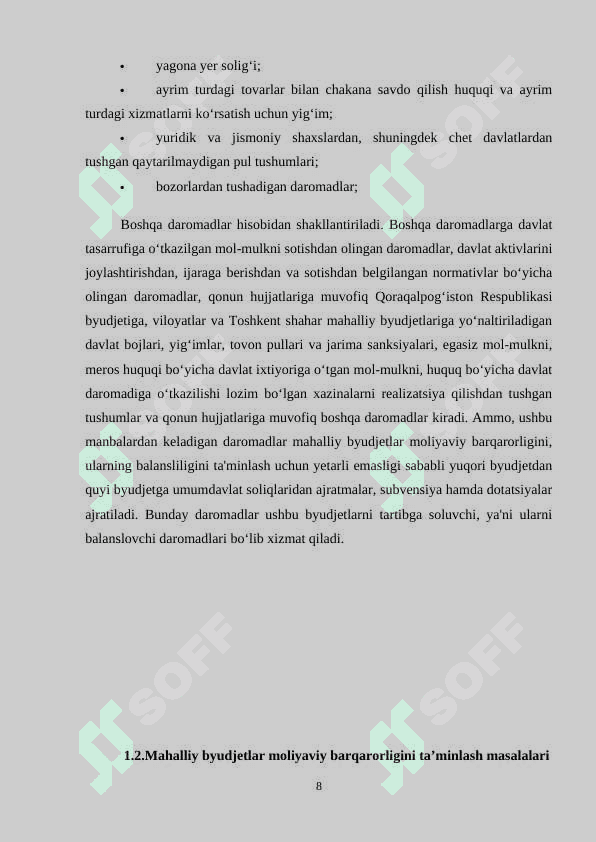 Oʻzbekiston Respublikasi byudjet tizimida mahalliy byudjetlarning oʻrni va ahamiyati 8