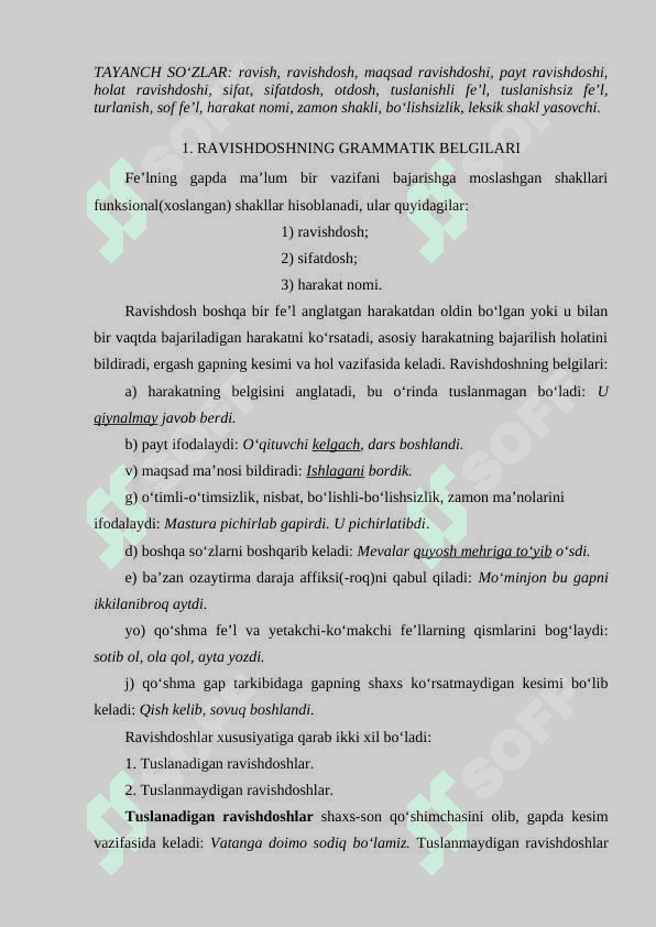 Fe’lning xoslаngаn shаkllаri rаvishdosh, sifаtdosh  vа hаrаkаt nomi 2