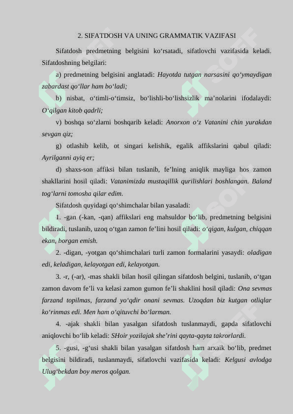 Fe’lning xoslаngаn shаkllаri rаvishdosh, sifаtdosh  vа hаrаkаt nomi 4
