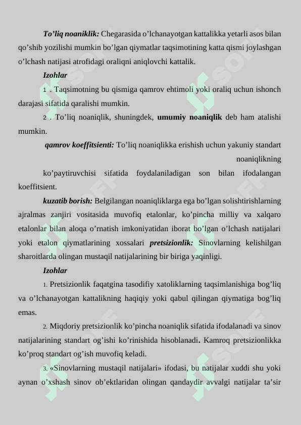 O’lchashlar noaniqligini aniqlash. 3
