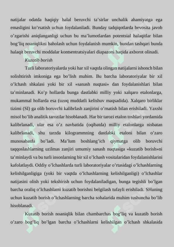 O’lchashlar noaniqligini aniqlash. 8