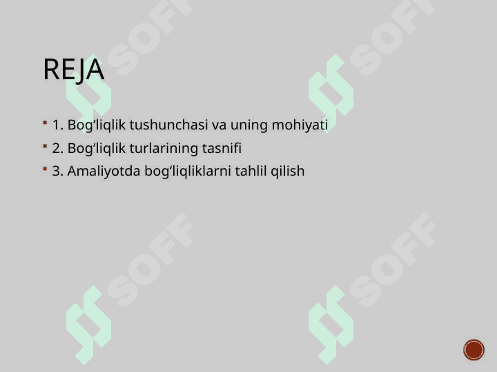 Bog‘liqliklar turlarini o‘rganish 2