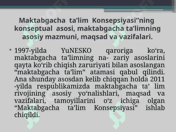 MAKTABGACHA TA’LIM KONSEPSIYASI 5
