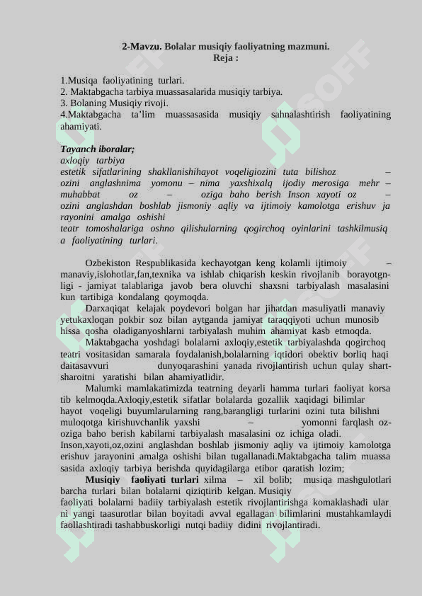 Maktabgacha ta’lim muassasalarida musiqa mashg‘ulotlarning maqsad va vazifalari 8