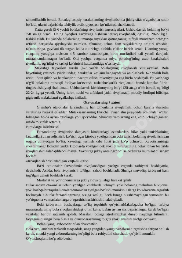 Maktabgacha ta’lim yoshidagi bolalarning tarbiyasi. O‘zbekistonda  maktabgacha ta’limning vujudga kelishi va taraqqiyot bosqichlari 4