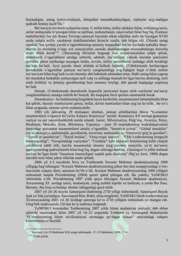 MILLIY-MA’NAVIY NEGIZLARGA TAYaNISH – DEMOKRATIK JAMIYaT QURISHNING ZARURIY SHARTI 5
