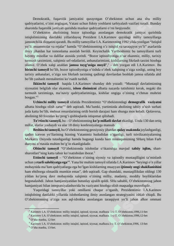O’ZBEKISTONDA DEMOKRATIK JAMIYaT QURISHNING MILLIY VA UMUMINSONIY DEMOKRATIK TAMOYILLARI 4