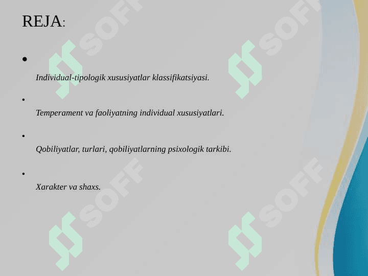 Individual tipologik xususiyatlar klassifikatsiyasi 2