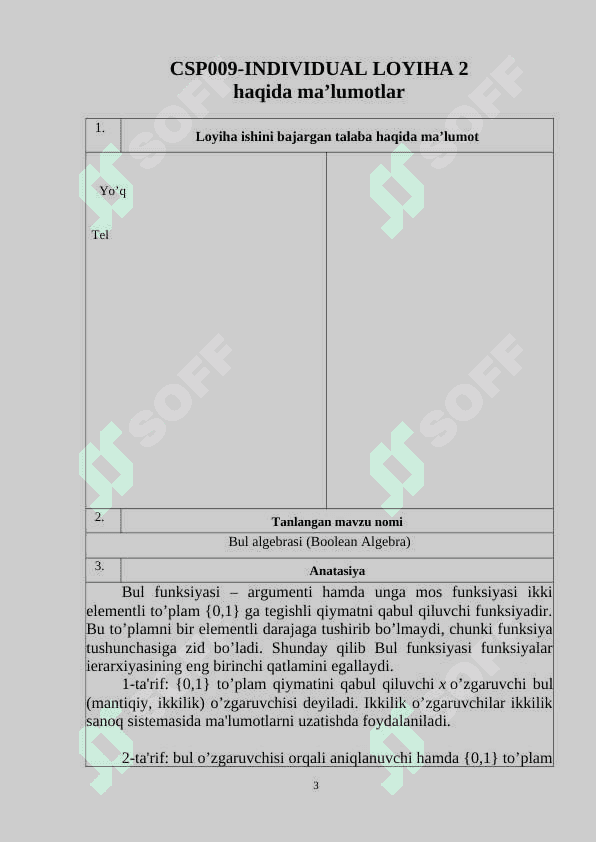 Bul algebrasi (Boolean Algebra) 2