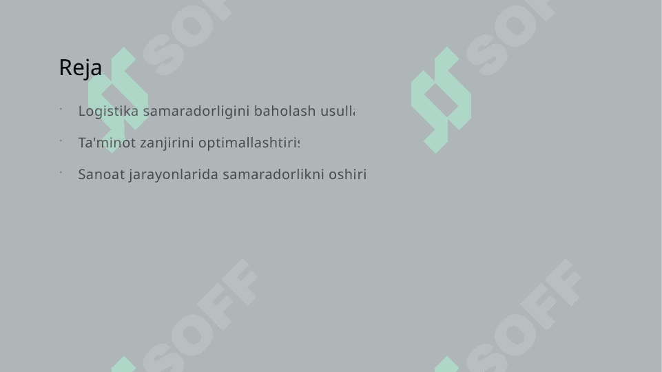 Logistik  operatsiyalarining samaradorligini baholash usullari 2