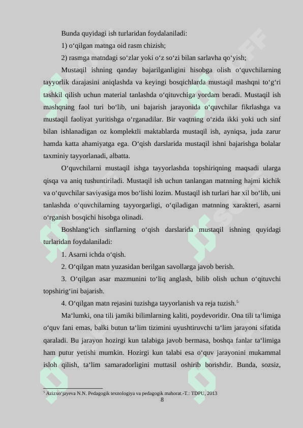 O’quvchilarning mustaqil ijodiy ishlarini tashkil etish 8