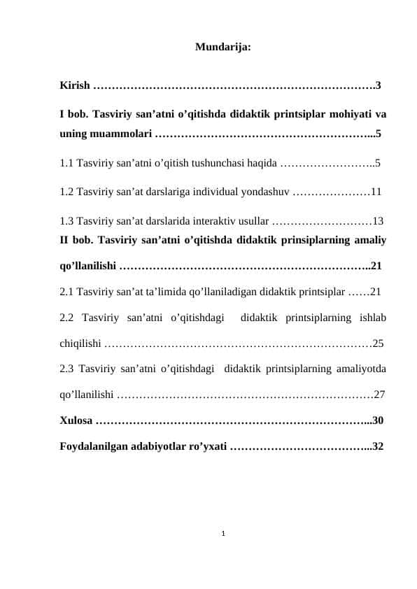 Tasviriy san’atni o’qitishda didaktik prinsiplar