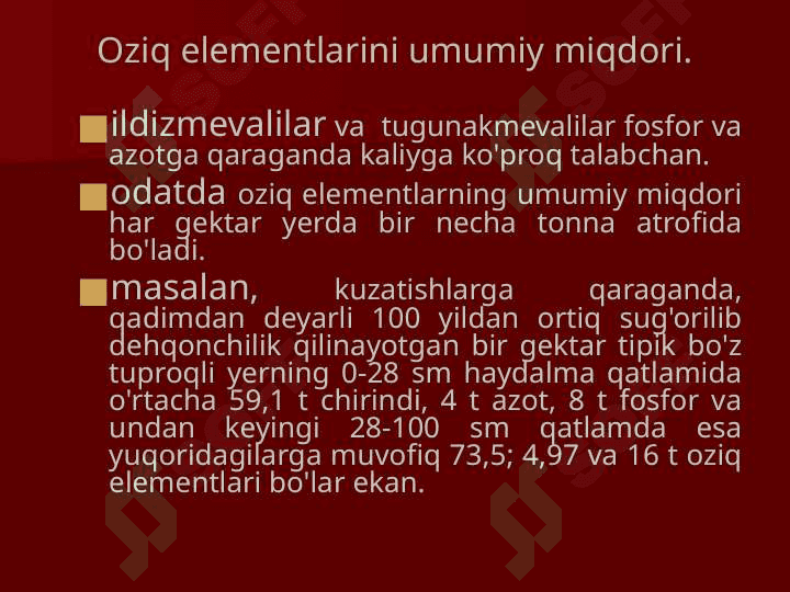 mavzu: Tuproqning oziq rejimi va uni boshqarish usullari 6