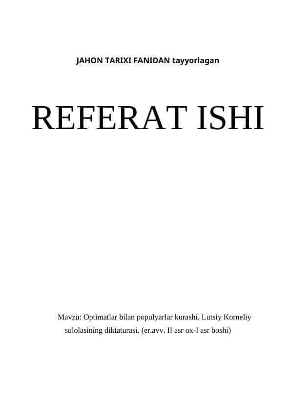 Optimatlar va populyarlar kurashi 1