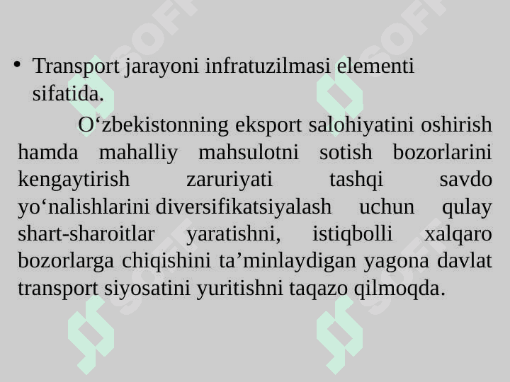 YO‘L TARMOG‘I TRANSPORT JARAYONI INFRATUZILMASI ELEMENTI SIFATIDA 7