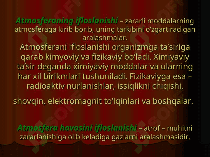 ATMOSFERA HAVOSINING IFLOSLANISHI VA UNI MUHOFAZA QILISH 8