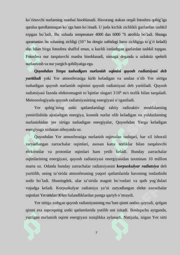 Quyosh radiatsiyasi va quyosh doimiyligi 7