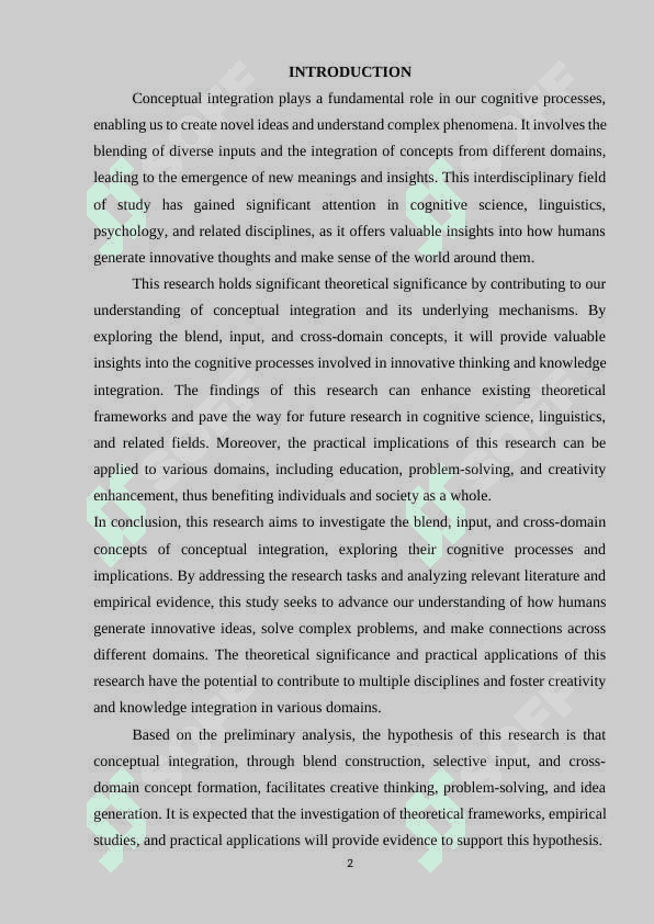 BLEND, INPUT, CROSS-DOMAIN CONCEPTS OF CONCEPTUAL INTEGRATION 2